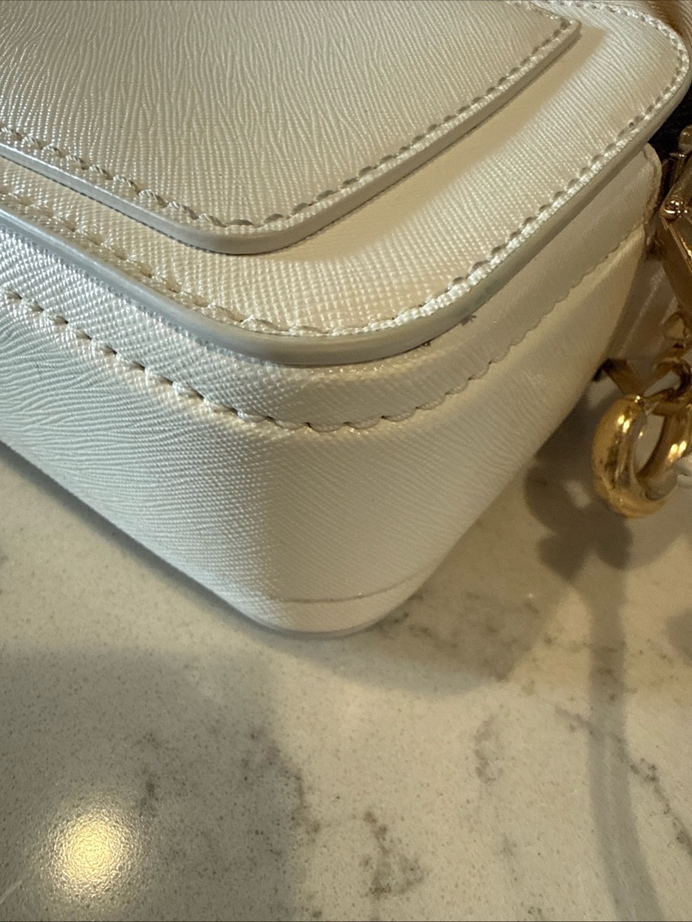 Marc Jacobs Cream Snapshot Crossbody with Red Polka Dot Strap - Picture 8 of 16